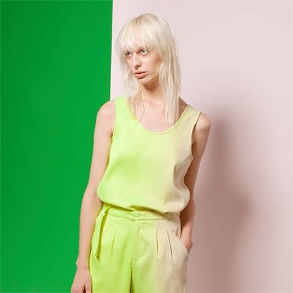 Martel NYC Tank Top Neon Yellow Gradient Scoop Neck SS2015 L - Picture 9 of 9